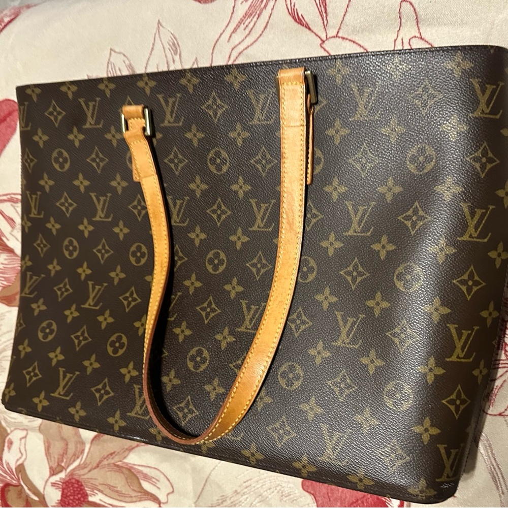Louis Vuitton Brown Monogram Tote with Tan Straps